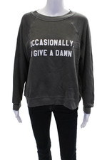 Wildfox Womens Cotton Casual Graphic Crew Neck Sweatshirt Dark Gray Size XS
