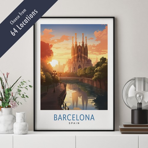 Travel poster print europe - |,