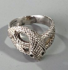 Vintage 9ct White Gold Snake Ring 6.5g Size S.5 A70017