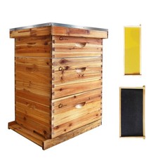 10-Frame Beekeeping Beehive Frame Kit Wax Coated w/ 2 Deep Box 1 Medium Bee Box