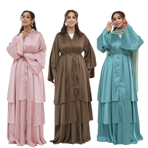 Satin open abaya dubai - satin,