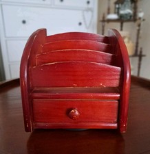 Vintage Wooden Letter Rack With Stamp Drawer