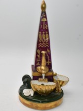 19thC ANTIQUE PARIS PORCELAIN NOVELTY INKWELL INKSTAND HANDPAINTED OBELISK