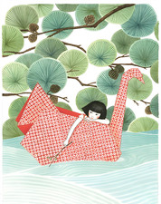 Origami Crane Girl Poster