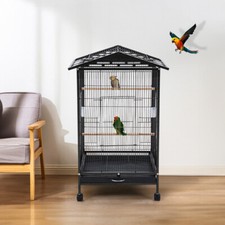 Parrot Cockatiels Cage Wooden Perches Metal Large Bird Parrot Cage Roof Playtop