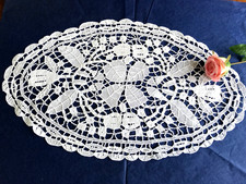 Vintage oval lace Doily white