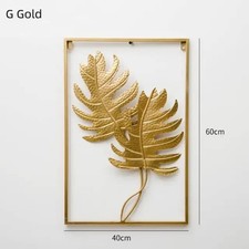 Gold Metal Wall Art Modern Abstract Leaf Design Hanging Frame Home Decoration