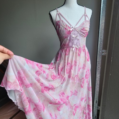 Floral y2k lace slip - floral,