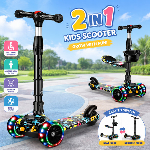 Kids scooter 3 wheel - 2-in-1,