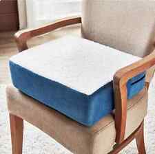 Easy Rise Sherpa Fleece Topped Booster Chair Cushion 5" Thick Blue White Elderly
