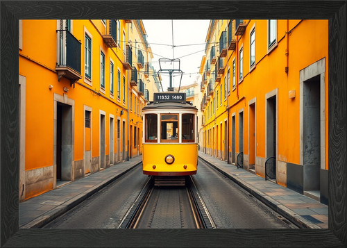 Lisbon tram yellow streets - yellow,