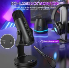 USB Microphone for Voice Recording, Streaming & Gaming - Crystal Clear Sound 
