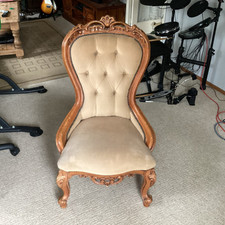 Shabby Chic French Style Queen Anne Carved Chair