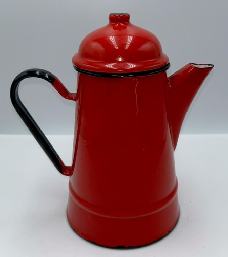 Vintage red enamel coffee - vintage,