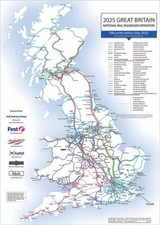 UK Rail Operators Map 56th Edition - Laminated Railway Wall Map Size: 72 x 100cm