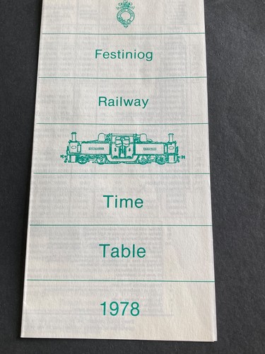 Ffestiniog railway timetable