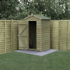 Forest 4Life 4x3 Overlap Shed Apex Single Door No Window Wooden Garden Tool Shed