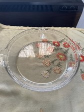 2 x Vintage Made In England Pie Flan Serving Round Clear Glass Dish 9” Pyrex