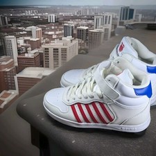 K Swiss Hi Top Sneaker Red Stripe,Sz 4.5