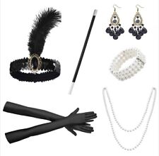 1920s 20s vintage fancy dress accessories gloves flapper necklace earring tights