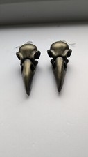 Brass Bird Skull Earrings X 2