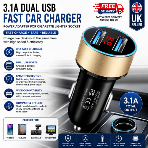 Dual usb fast car - 3.1a,