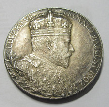 1902 Edward VII & Queen Alexandra Silver Coronation Medallion Coin 30mm Diameter