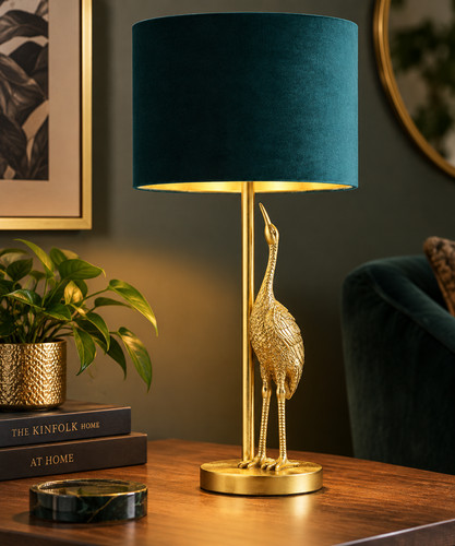 Gold crane bird table - bird,