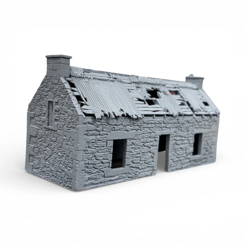 Derelict stone cottage - cottage, n