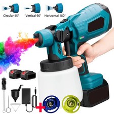 21V Cordless Paint Sprayer Fence Wall Airless HVLP Spray Gun Set  + 2 Battery