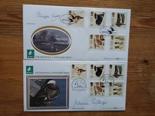 Benham Silk FDC Wildfowl 2 Signed Lady Philipp Scot  & Joanna Trollope SHS Ex