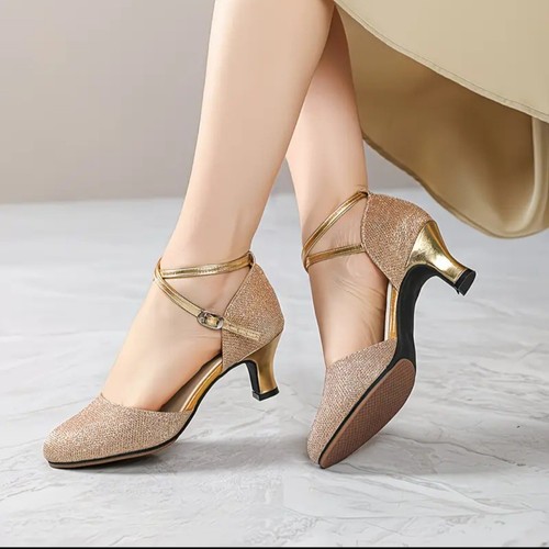 Gold glitter strappy - gold, block
