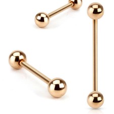 GOLD SS Rose Gold BLACK  Tongue Bar  Barbell Body Piercing Eyebrow Tragus Jewell