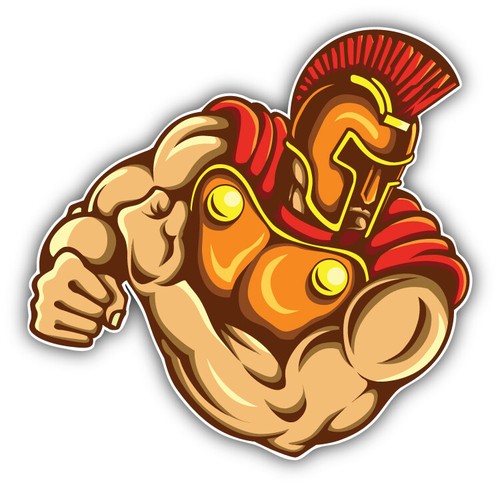 Muscular spartan mascot car - spartan,