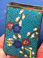 RARE VICTORIAN CHINESE CLOISONNE FLORAL MATCH/ STRIKES CARD CASE