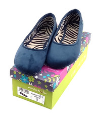 Moshulu Banoffee 2 indigo UK 6 EU 39 Ballerina Slippers Boxed Velvet Textured