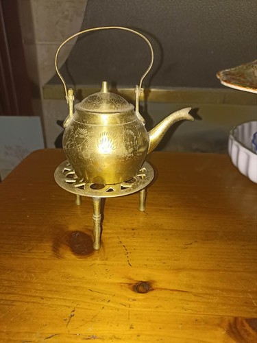 Brass teapot with stand - brass,
