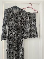 Zara Black & White Chain Print Co Ord Belted Shirt Dress S Trousers XS VGC