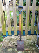Vintage Gardening Spade shovel. Wood Y Plastic Handle Digging Tool garden