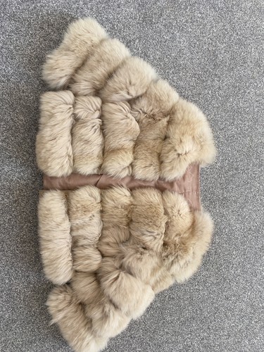 Luxury real beige fox fur - beige,