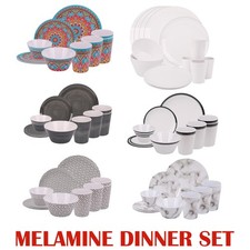 Melamine Dinnerware Bowl Plates Cups Round Dinner Set Best Tableware 16PCS/SET