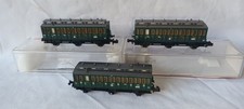 N gauge NEAR MINT 3x Fleischmann 8092 4 Wheel Green Clerestory Passenger Coach