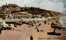 1911 Undercliff Drive Bournemouth Seafront, Colour Image Picture Postcard Dorset