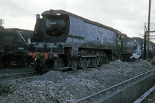 pu2706 - Railway Engine 34011 at Exmouth Junction Shed - print 6x4