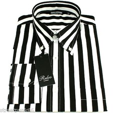Relco Mens Black White Striped