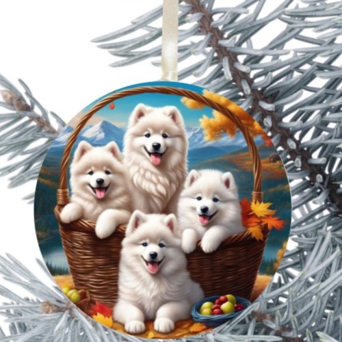 Samoyed dog hanging bauble - dog,