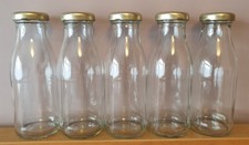5 x Mini Glass Milk 250ml Bottles with Lids - Craft - Wedding - Christmas 🎄🎁