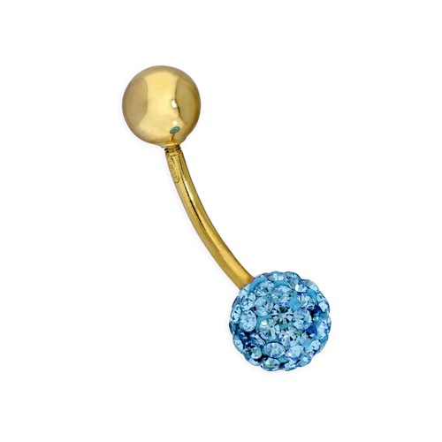 9ct gold blue cz - blue, crystal