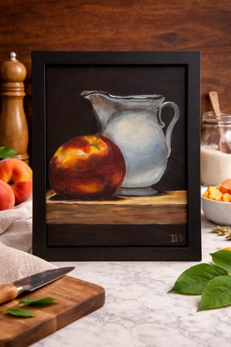 Peach and jug - and, hand