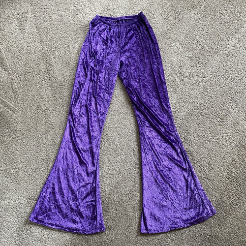 Purple velvet flares trousers - purple,
